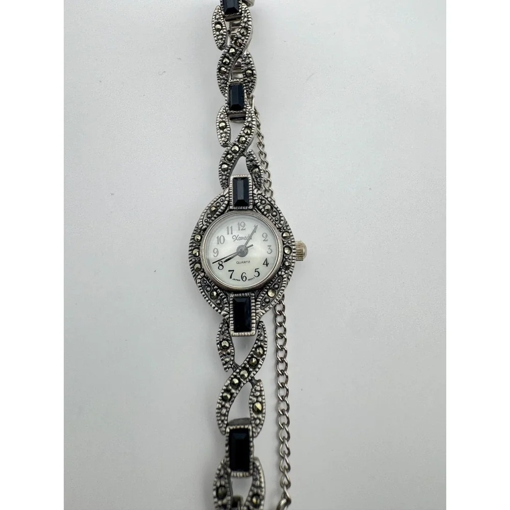 Vintage Xanadu Watch Marcasite Bracelet Art Deco Style NEEDS BATTERY 7